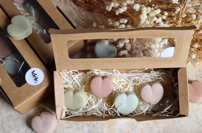 Coffret 4 savons coeur